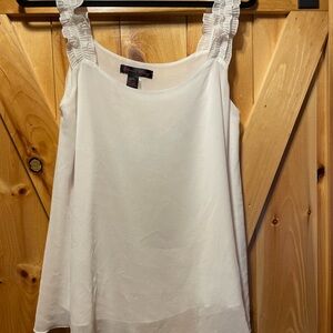White whimsical flowy Ruffle Strap Tank Top, size medium